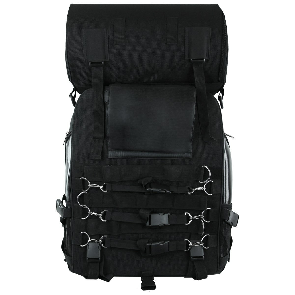 Vance VS1353 Black Large Deluxe Motorcycle Luggage Travel Touring Sissy Bar Bag-Back View