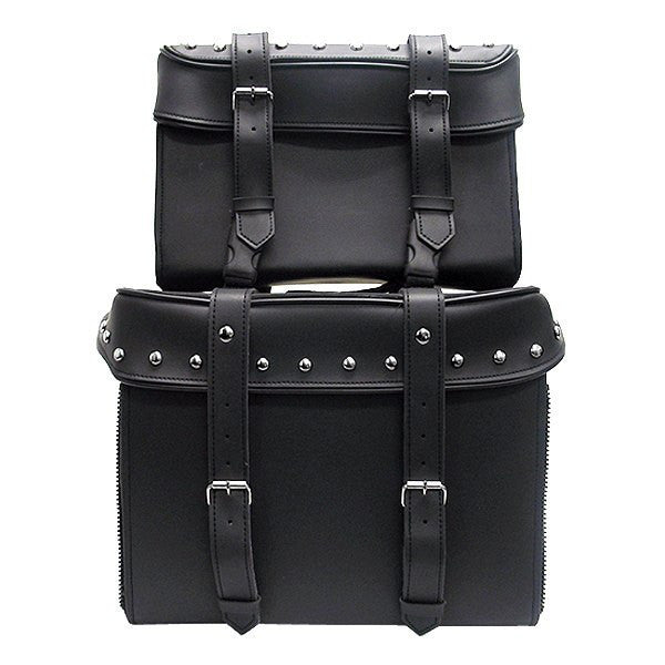Vance SB3 Studs Black Premium Large Motorcycle Luggage Travel Touring Sissy Bar Rack Bag-Detail View-1