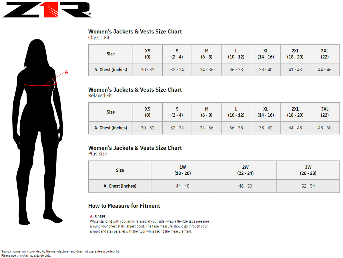 Z1R-Womens-Ashwood-Flannel-Shirt-size-chart