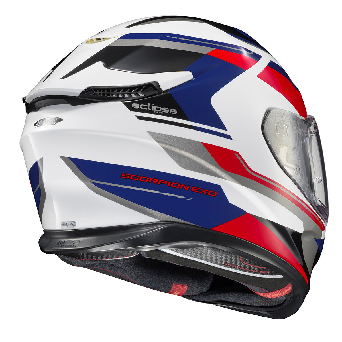 Scorpion-Exo-Apex-Eclipse-Lunar-Full-Face-Motorcycle-Helmet-White-Red-Blue-back-side-view