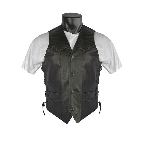 Vance Leather Premium Leather Braided Vest - braids