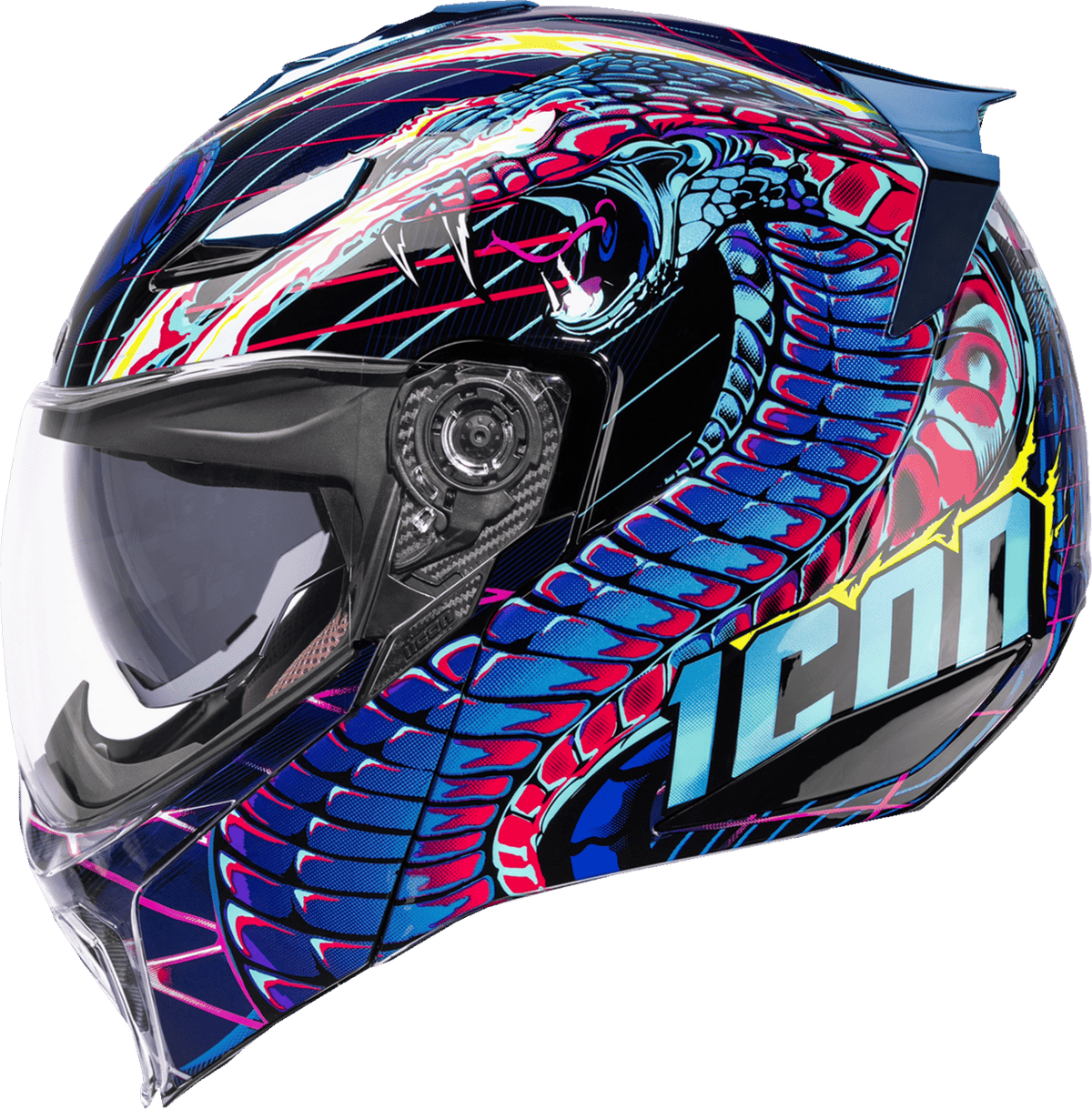 Icon Threshold Synthwave Lazer Cobra Modular Motorcycle Helmet