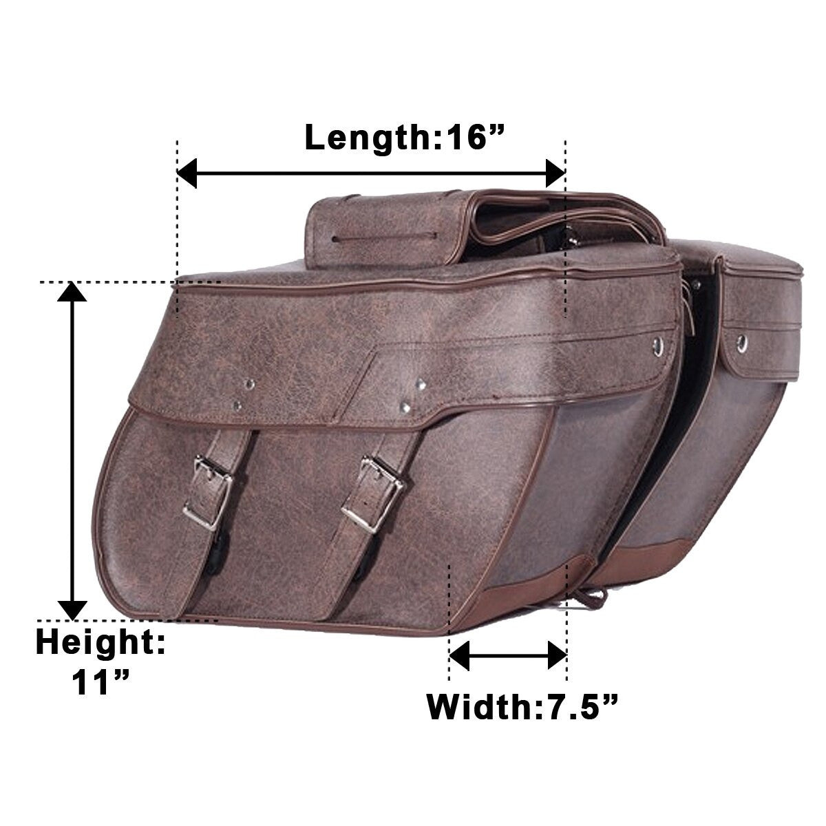 Brown Motorcycle Saddlebags With Lock - Detail