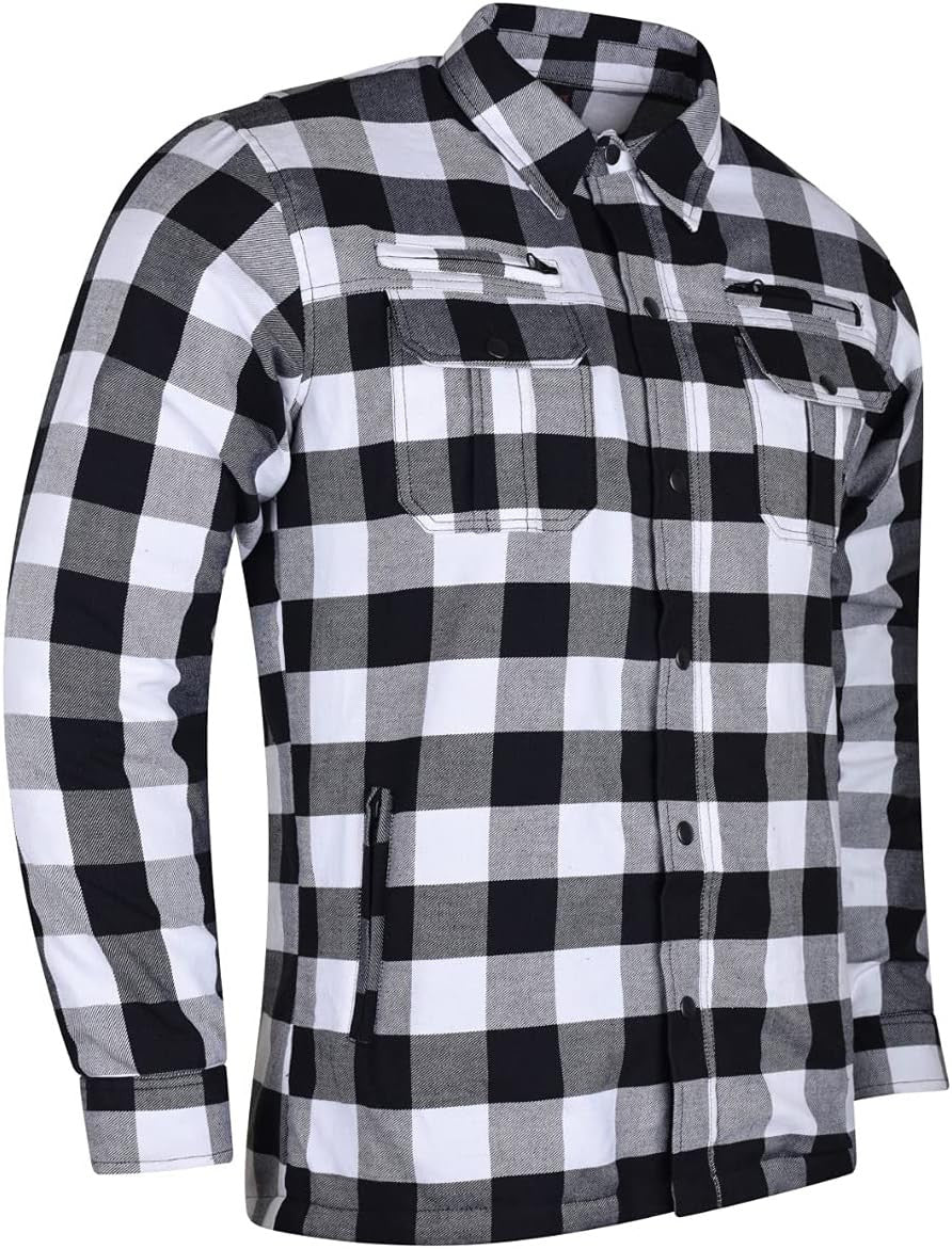 Vance Leathers USA's Riding Shirts W/Waterproof Zippers & C.E. Armor - Black - White - Side