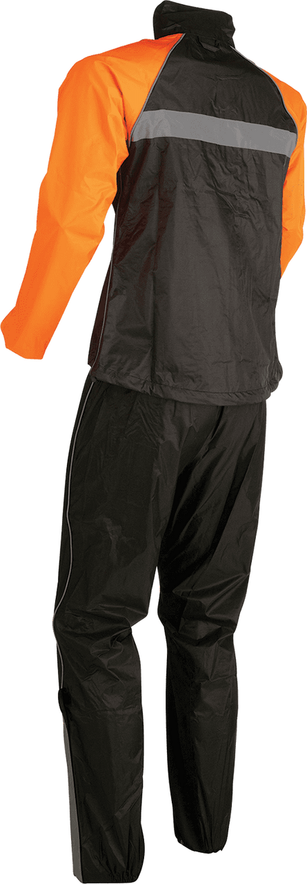 Z1R-Womens-2-Piece-Rainsuit-Motorcycle-Rain-Gear-black-orange-rear-view