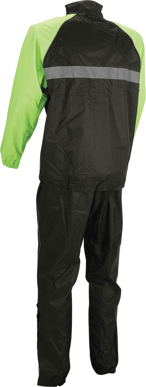 Z1R-Mens-2-Piece-Rainsuit-Motorcycle-Rain-Gear-Black-Hi-Viz-back-view
