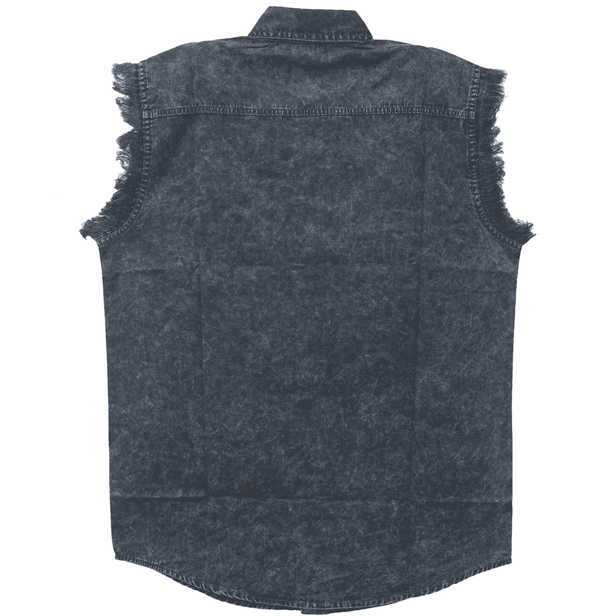 Vance VB731 - Men's Biker Motorcycle Charcoal Acid Wash Cut Off Sleeveless Shirt - back view