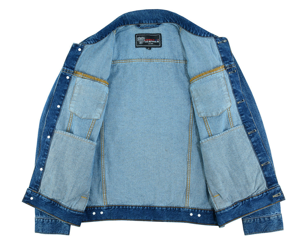 Vance-VB510BL-Mens-Blue-Heavy-Duty-Denim-Button-Front-Motorcycle-Jacket-front-open-view