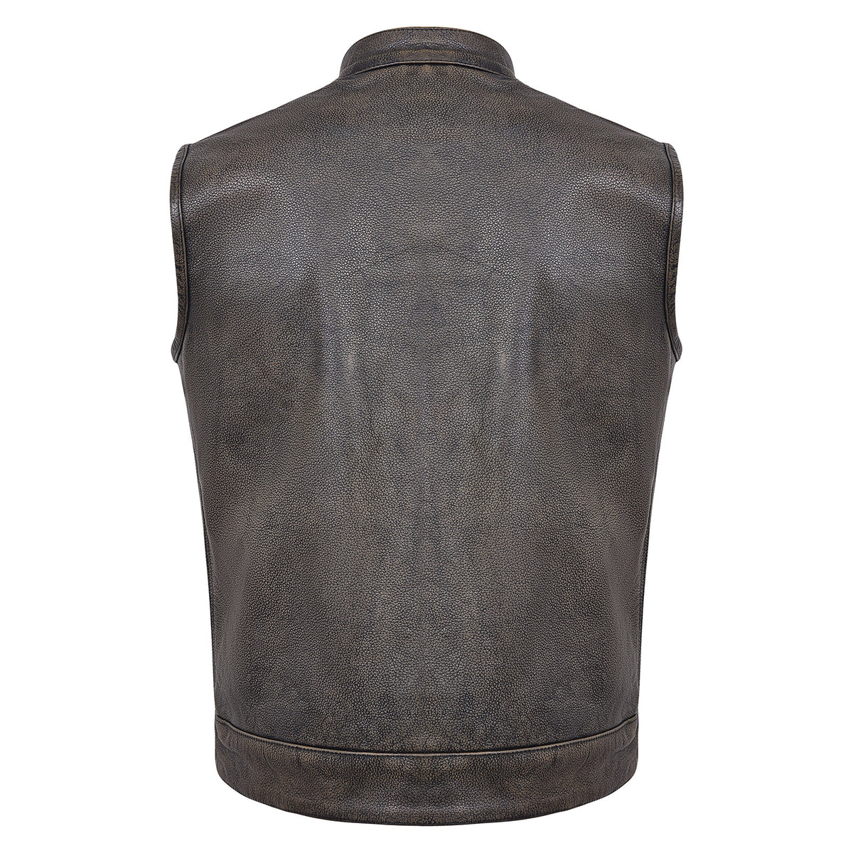 High Mileage Mens Premium Cowhide Distressed Brown SOA Style Biker Club Leather Motorcycle Vest