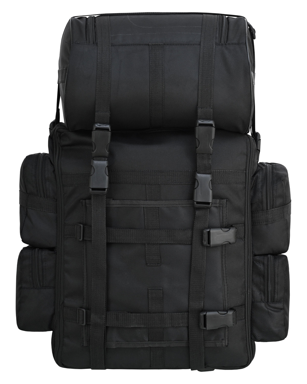 Vance Black Textile Medium Motorcycle Sissy Bar Bag with Rain Cover