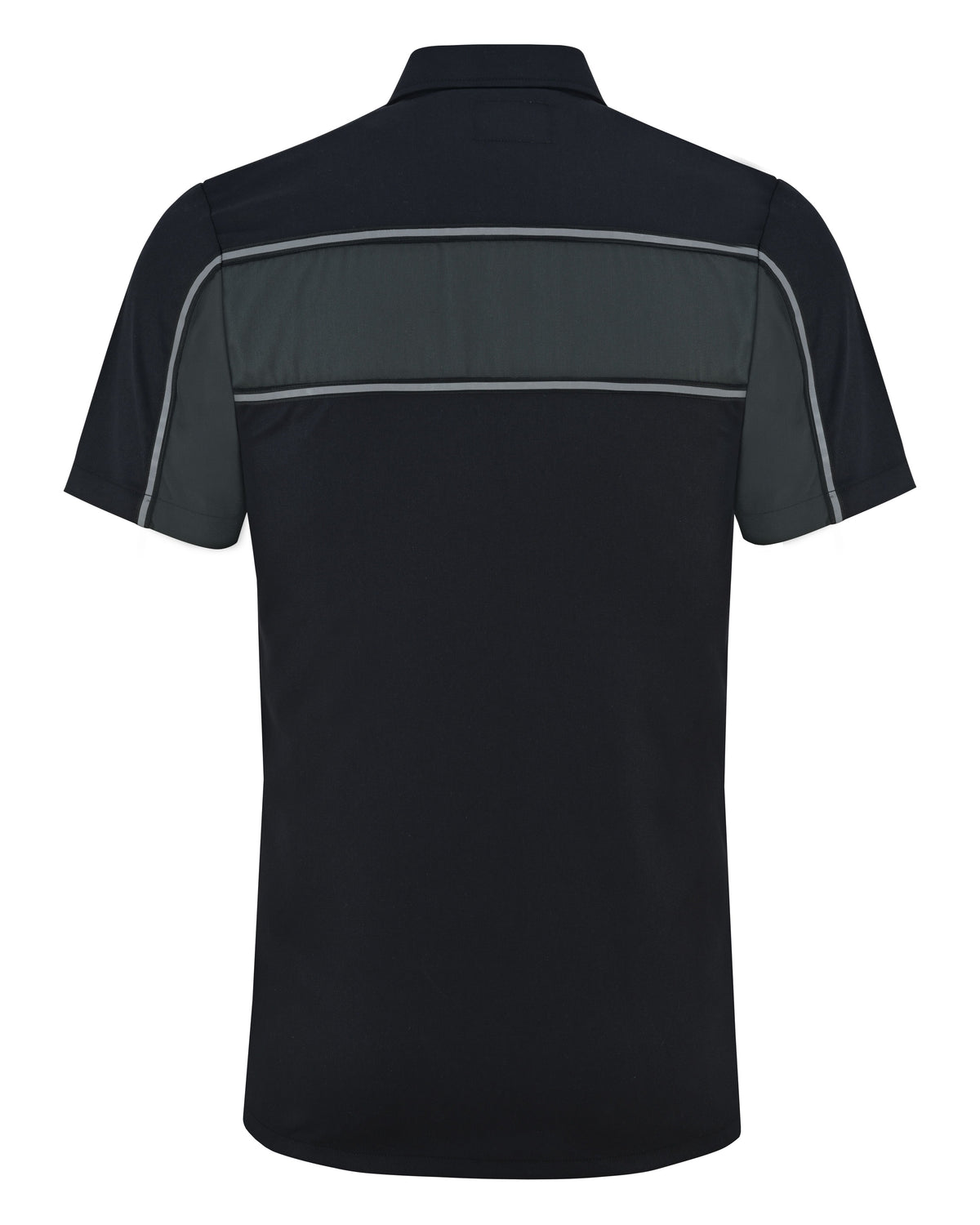 Vance Men's Black Gray Heavy-Duty Button up Mechanic Work Shirt w/ Reflective Strip - back