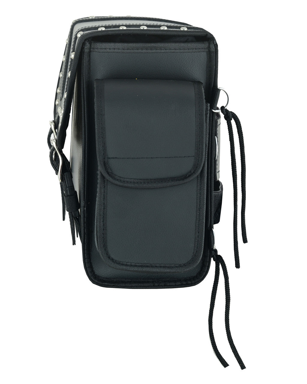 Vance Medium Black Studded Motorcycle Sissy Bar Bag for Harley Davidson Motorcycles-Side Pocket