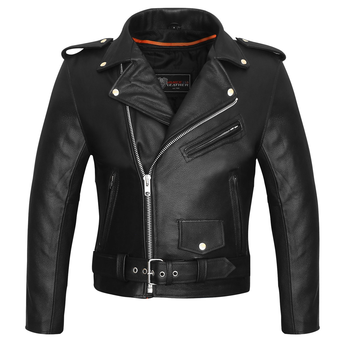 Vance-Black Classic Motorcycle Leather Biker Jacket-main