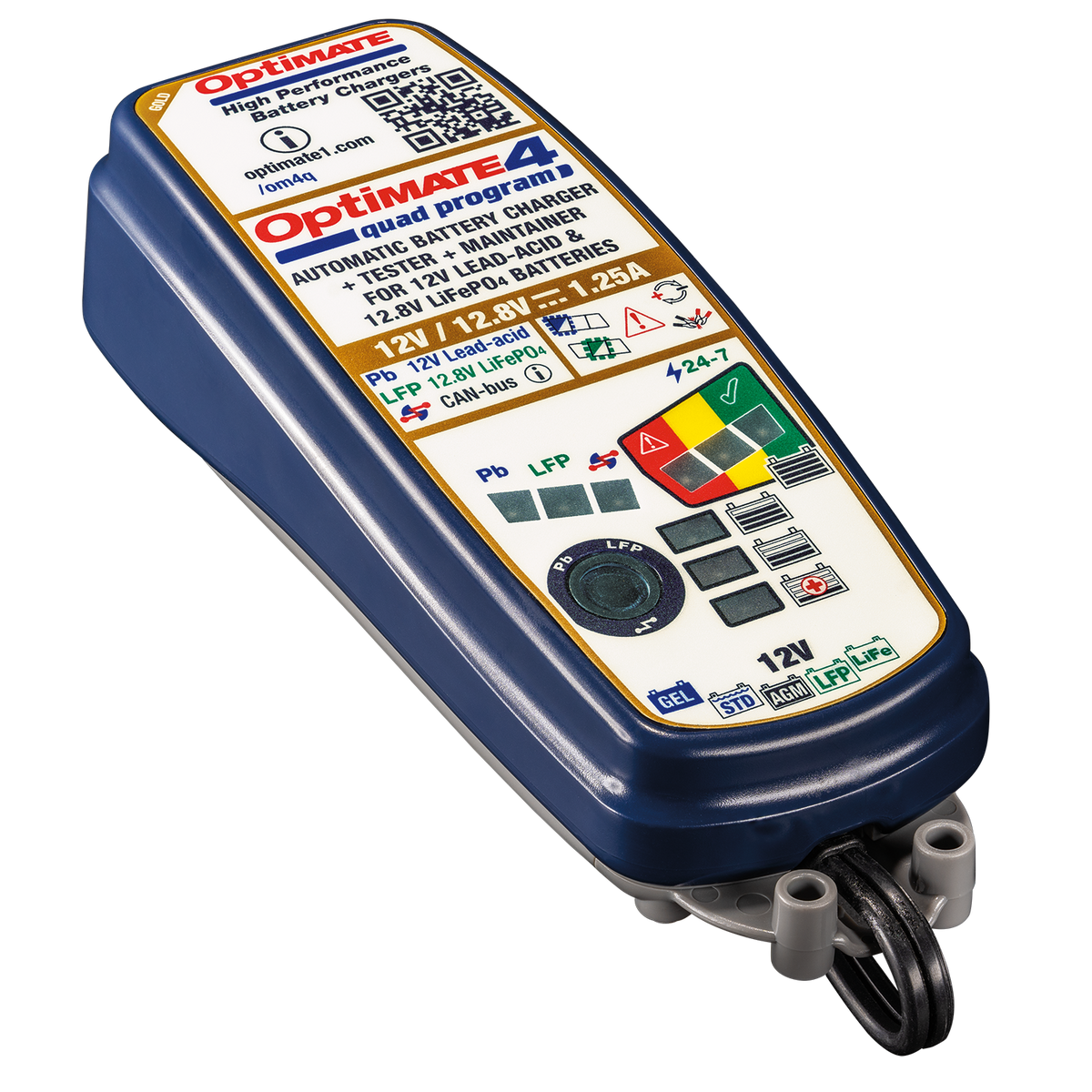 Tecmate OptiMate 4 Quad Program Premium Edition 12V/ 12.8V 1.25A charger & maintainer