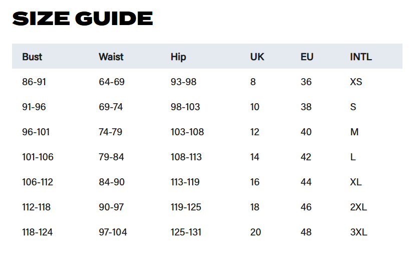 RST Moto Women's Motorcycle Jacket - Size Chart