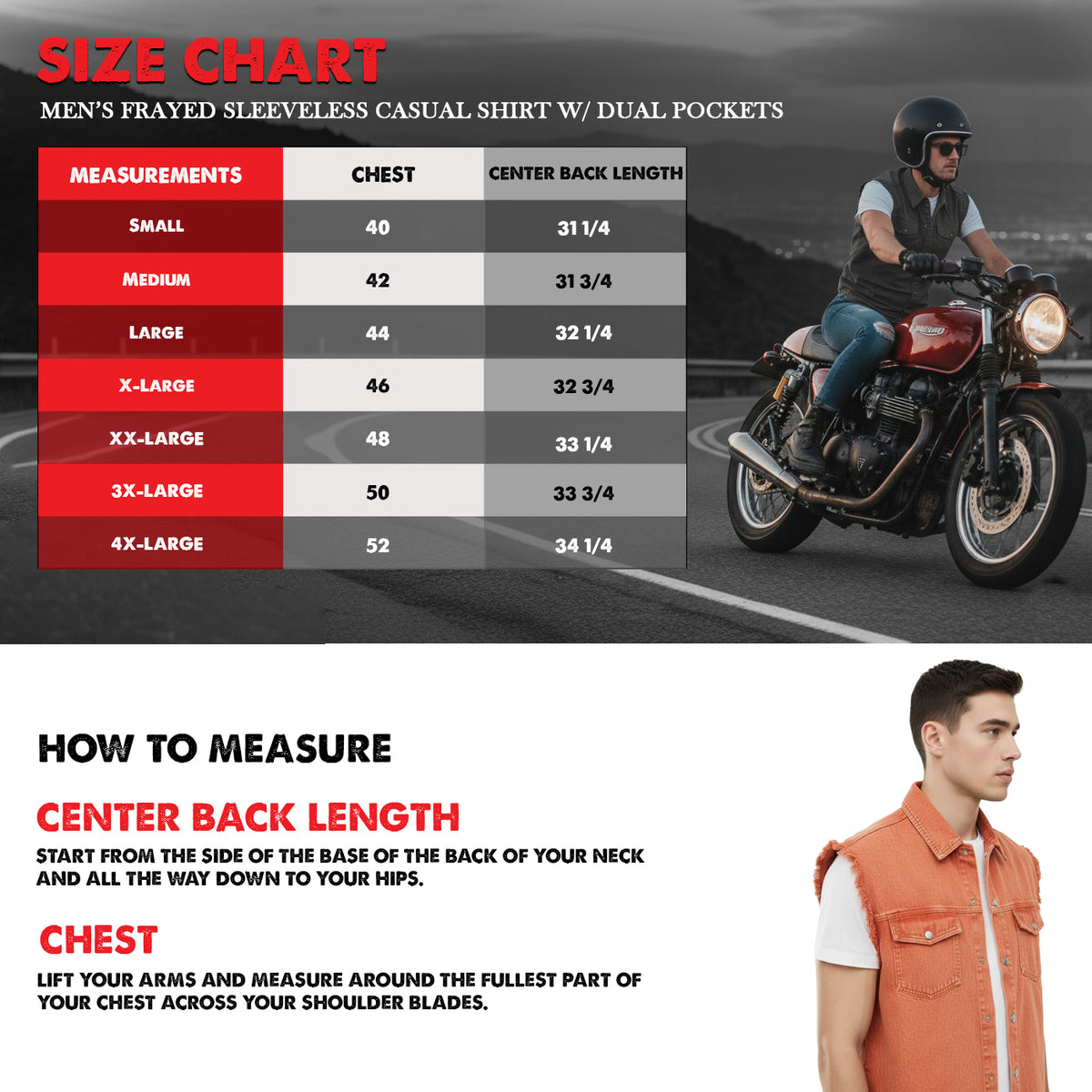 Vance - Men's Biker Motorcycle Light Blue Cut Off Sleeveless Shirt