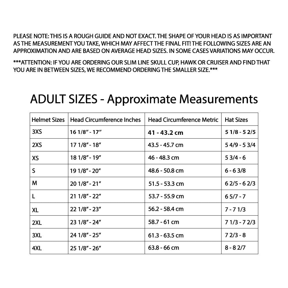 Biltwell Bonanza Scallop Open Face Motorcycle Helmet - Size & Fit Chart
