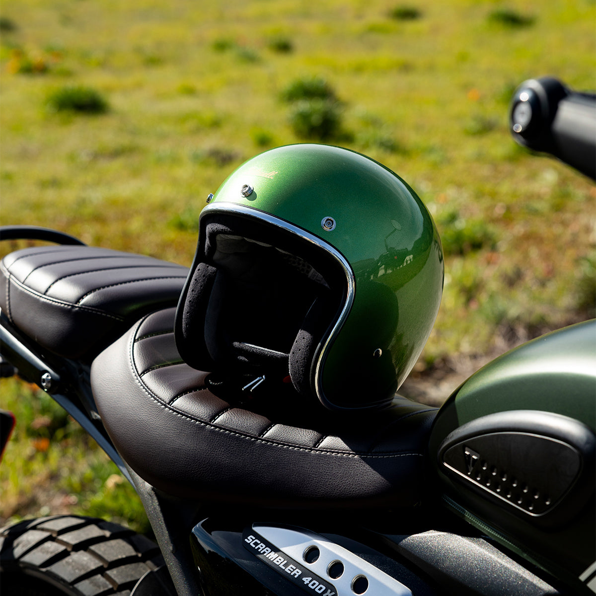 Biltwell Bonanza Metallic Irish Green Open Face Motorcycle Helmet