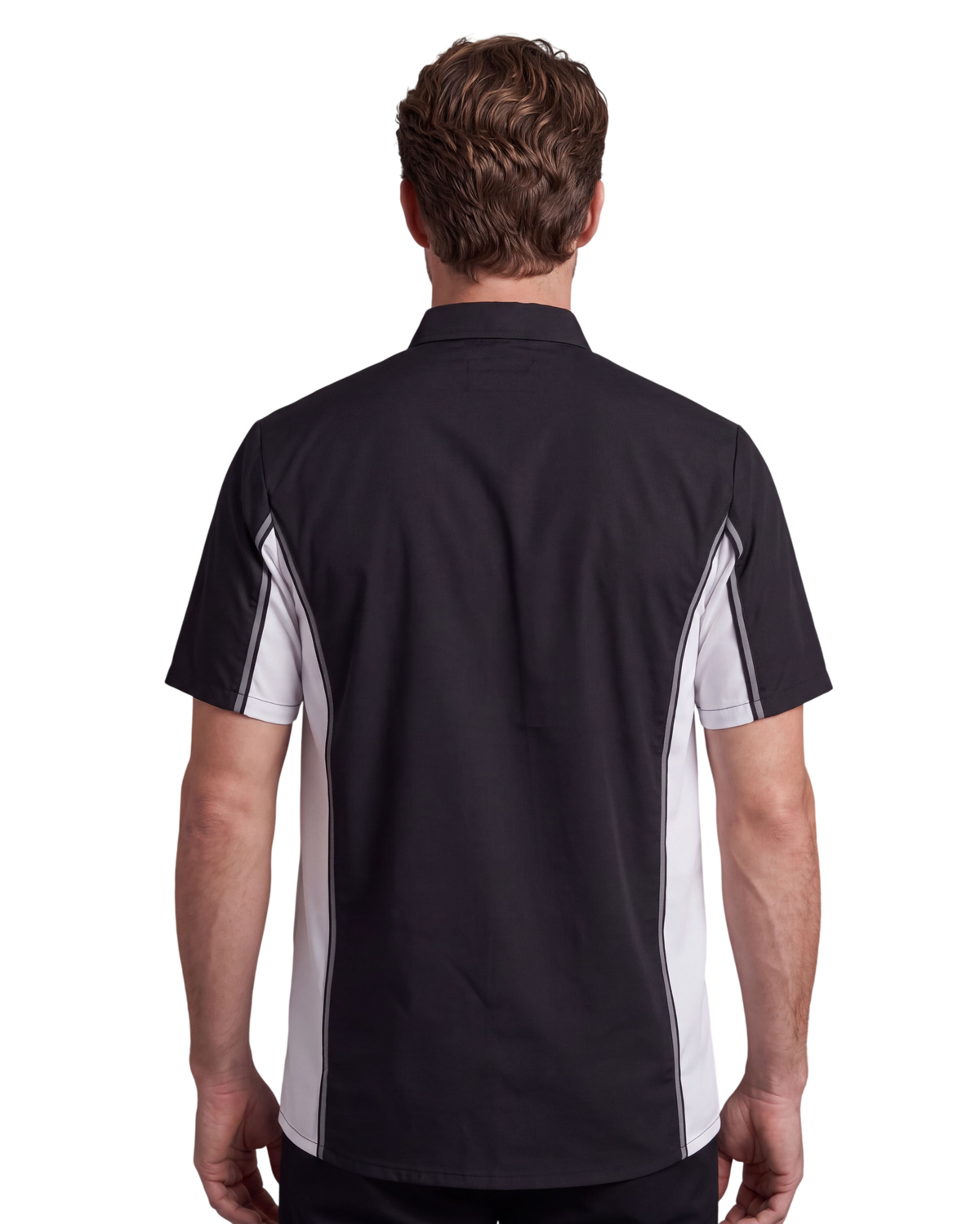 Vance Men's Heavy-Duty Button up Mechanic Work Shirt w Reflective Strip White Sides - Back