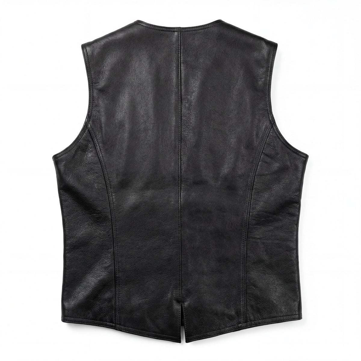 Vance Women’s Classic Black Leather Motorcycle Vest Snap Front Biker Vest with CCW Pockets - Back