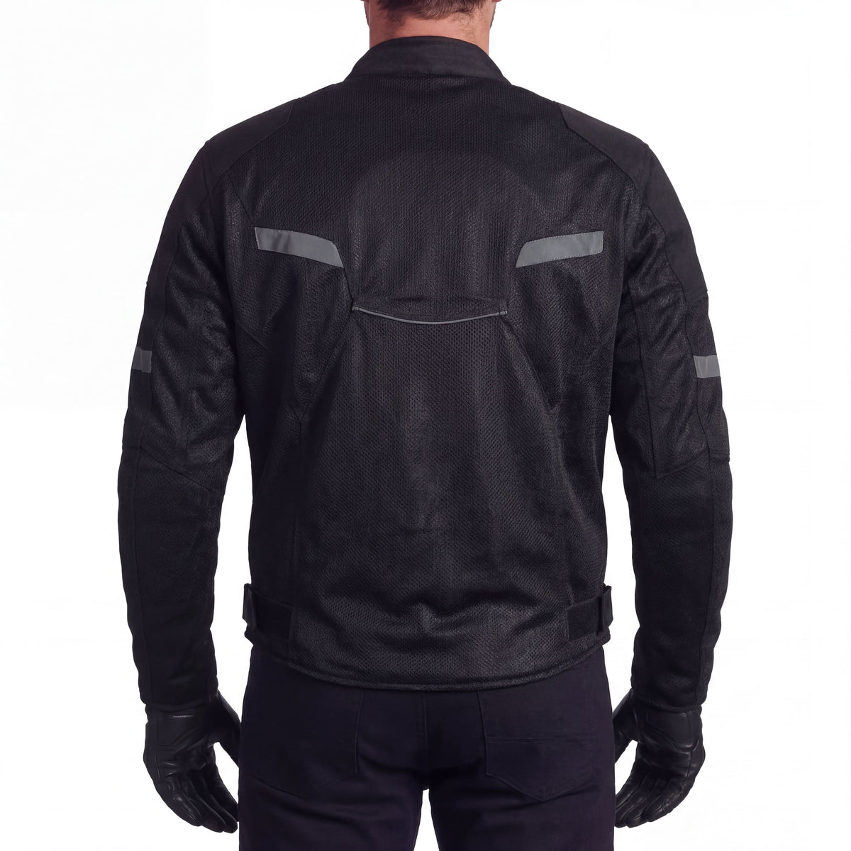 Advance Vance Mens All Weather Season CE Armor Mesh Motorcycle Jacket - Back Pose