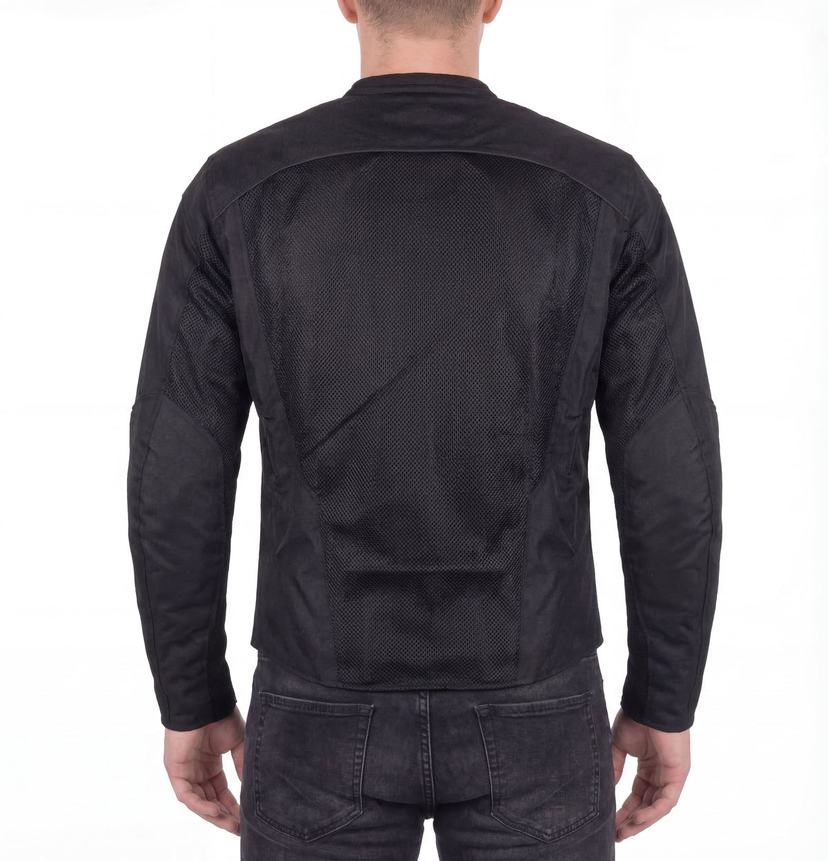 Vance Men's 3-Season Mesh/Textile CE Armor Motorcycle Jacket - Back Pose