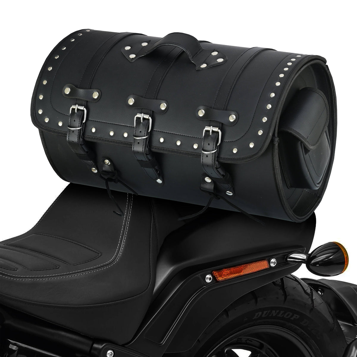 Vance Premium Studded PVC Motorcycle Tail Bag 46L Durable Travel Storage Bag with Quick-Release Straps & Side Pockets