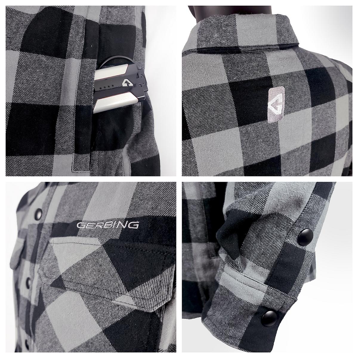 Gerbing Men's 7V Battery Heated Flannel Shirt - Grey - Detail