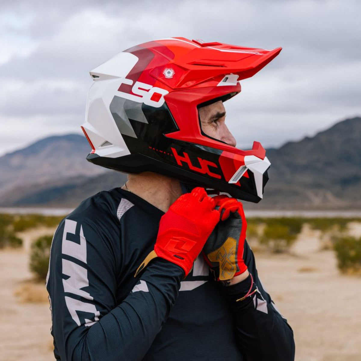 HJC C50 Primal Off-Road Motorcycle Helmet - Lifestyle & On-Rider View