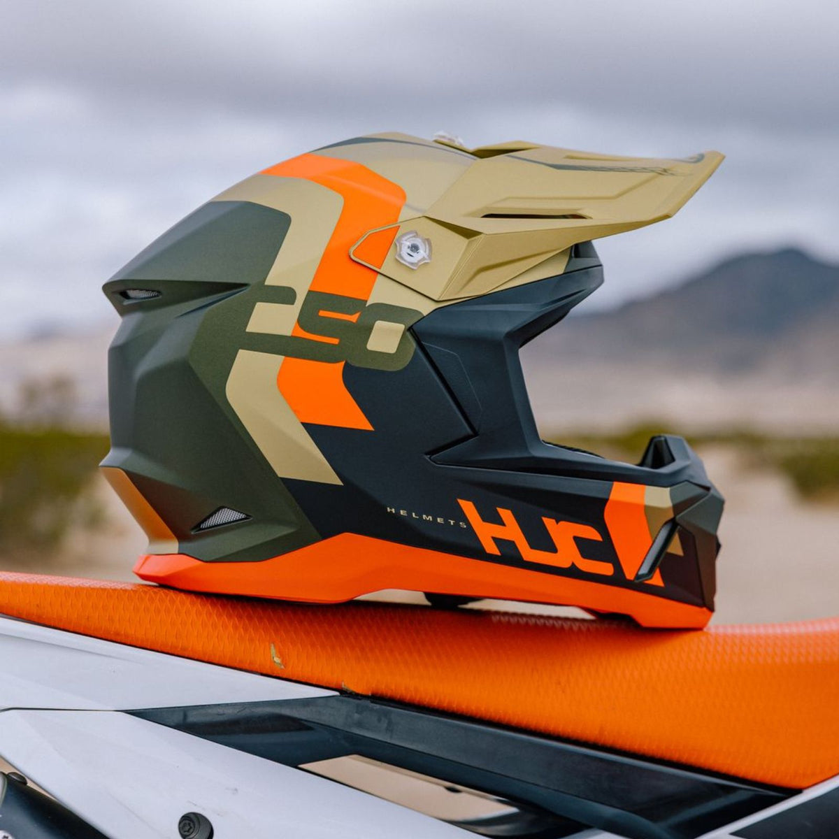 HJC C50 Primal Off-Road Motorcycle Helmet - Lifestyle & On-Rider View