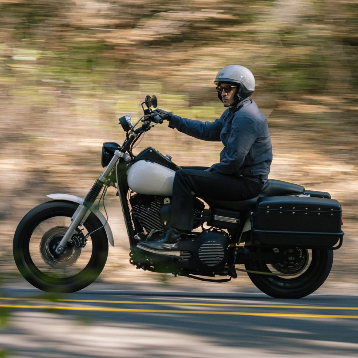 HJC C20 Solid Half Face Motorcycle Helmet - Lifestyle & On-Rider View