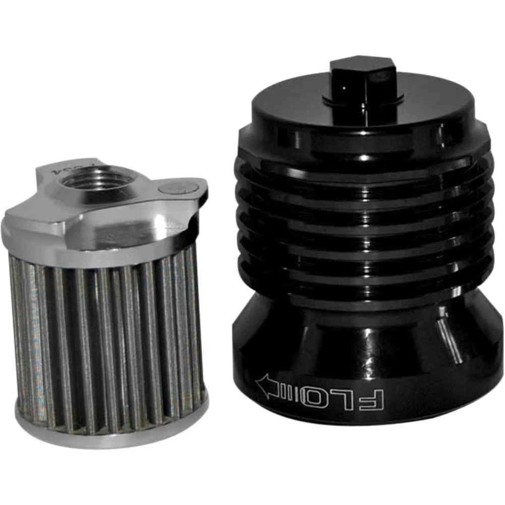PC Racing Flo Spin-On Oil Filter - Black Anodized for Aprilia/BMW/Buell/H-D/Moto Guzzi/Yamaha