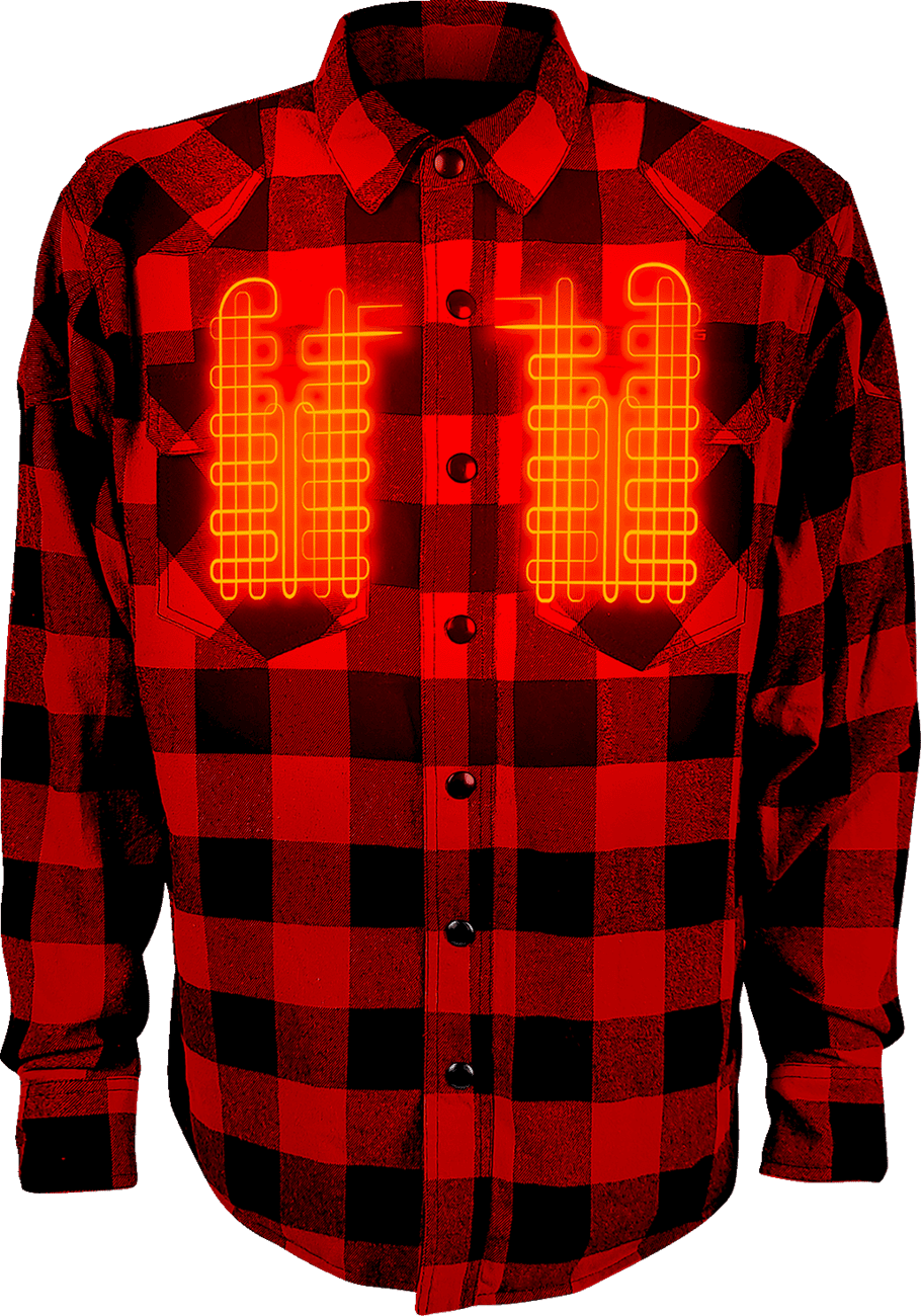 Gerbing Men's 7V Battery Heated Flannel Shirt - Red - Front