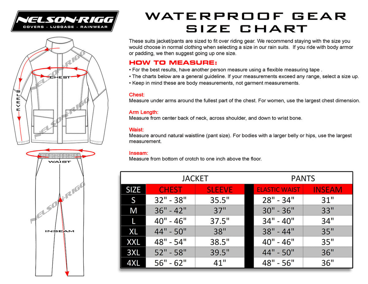 Nelson-Rigg-Solo-Storm-Motorcycle-Rainsuit-Pants-size-chart