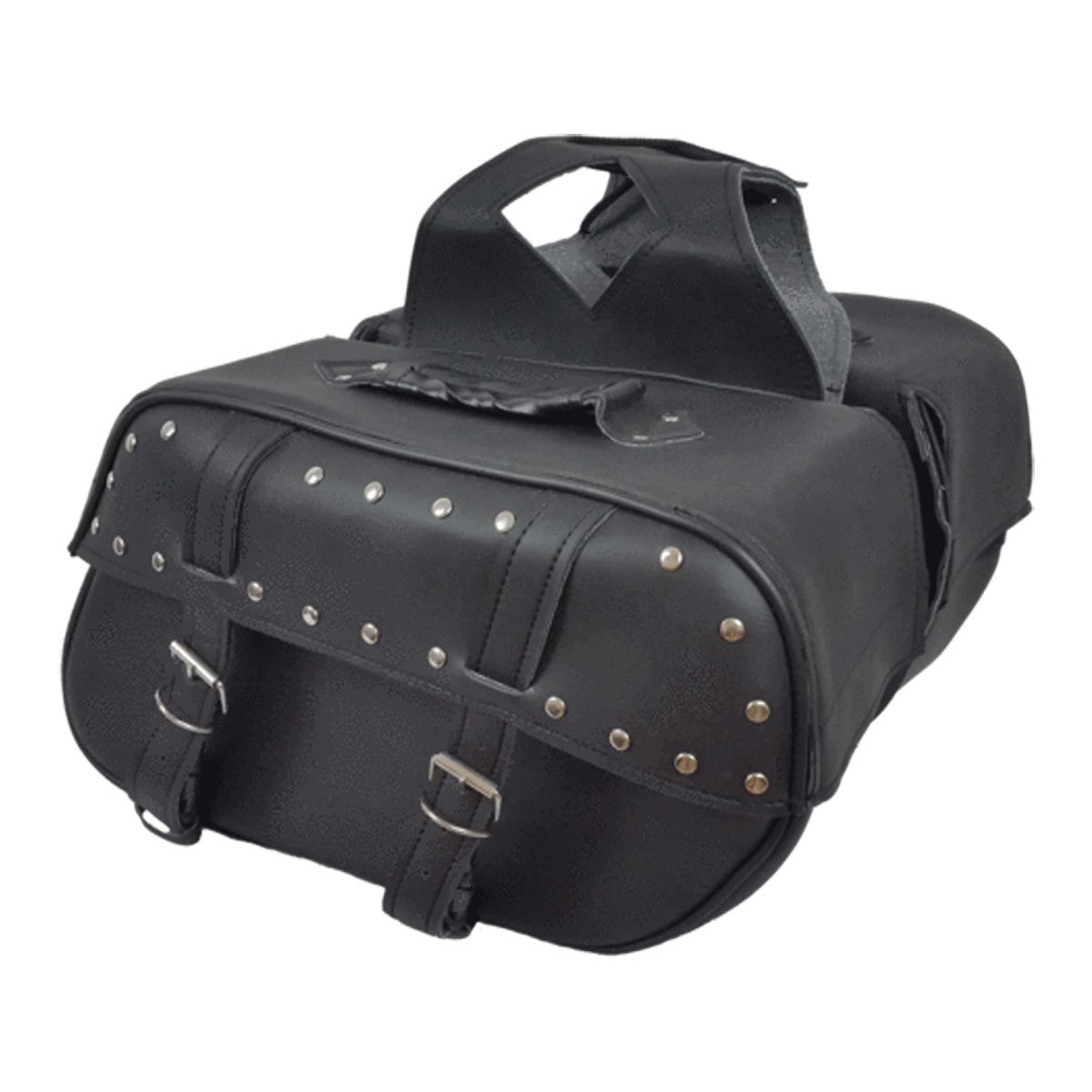 Vance VS222S Black Studded Motorcycle Saddlebags for Honda Yamaha Kawasaki Indian and Harley Davidson Motorcycles