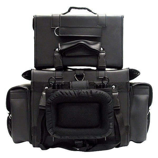 Vance VS339 Black Studded 4 Piece Motorcycle Travel Luggage Sissy Bar Bag