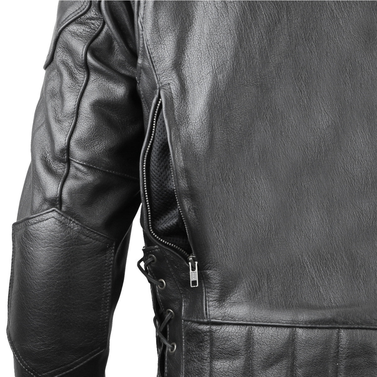 Vance VL511 Mens Black Premium Cowhide Vented Scooter Racer Motorcycle Leather Riding Jacket
