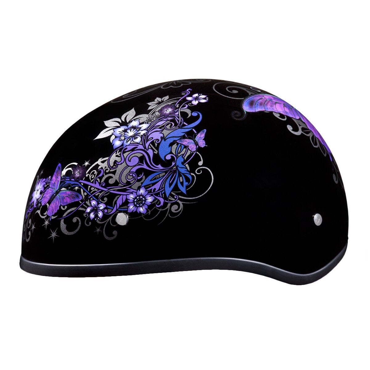 Daytona Women's Skull Cap Butterfly Half Helmet View