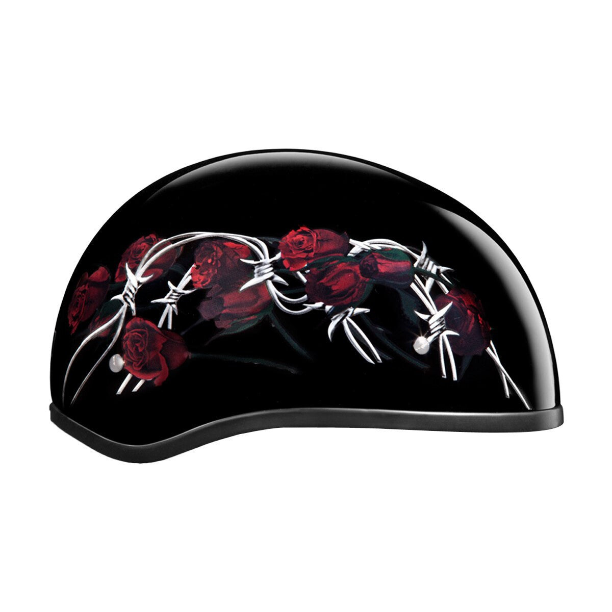 Daytona Women's Skull Cap Barbed Roses Half Helmet View