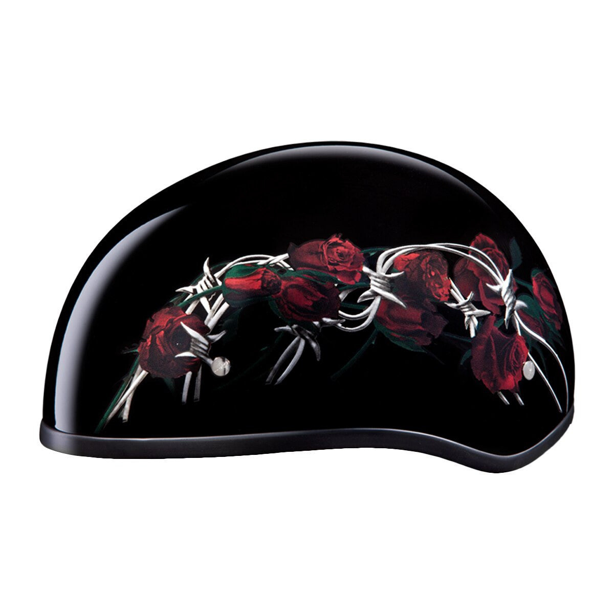 Daytona Women's Skull Cap Barbed Roses Half Helmet View