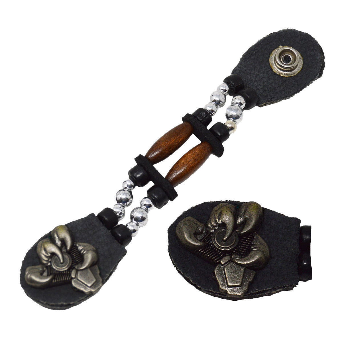 Vance Leather Biker Motorcycle Vest Extenders - Brown bead eagle