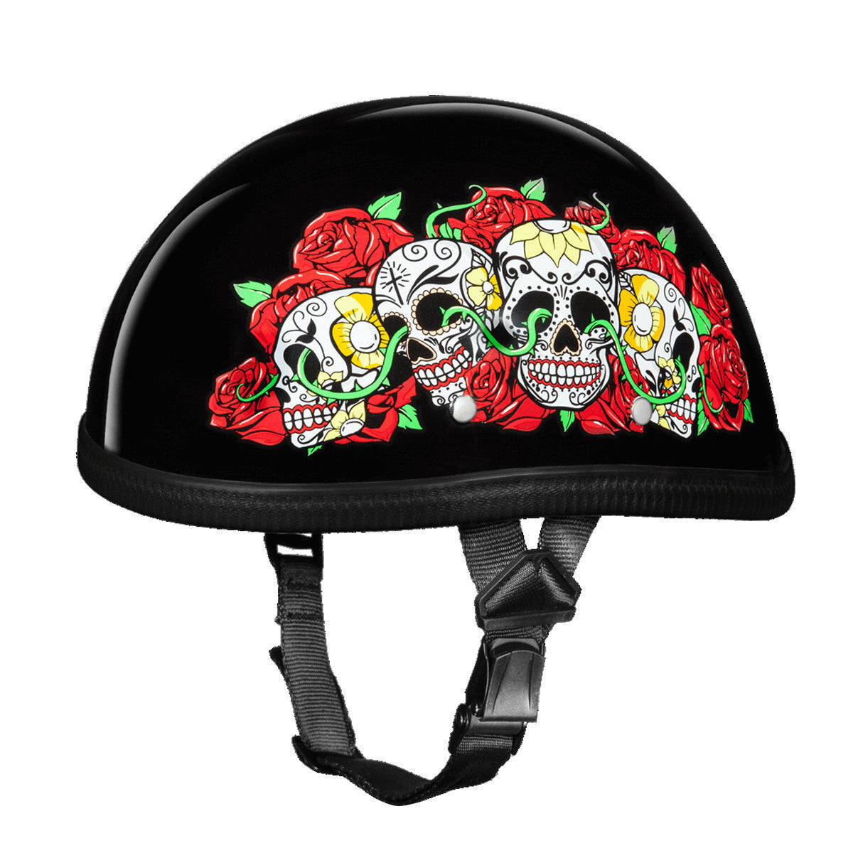 Daytona Novelty Eagle With Rose Skulls Half Helmet