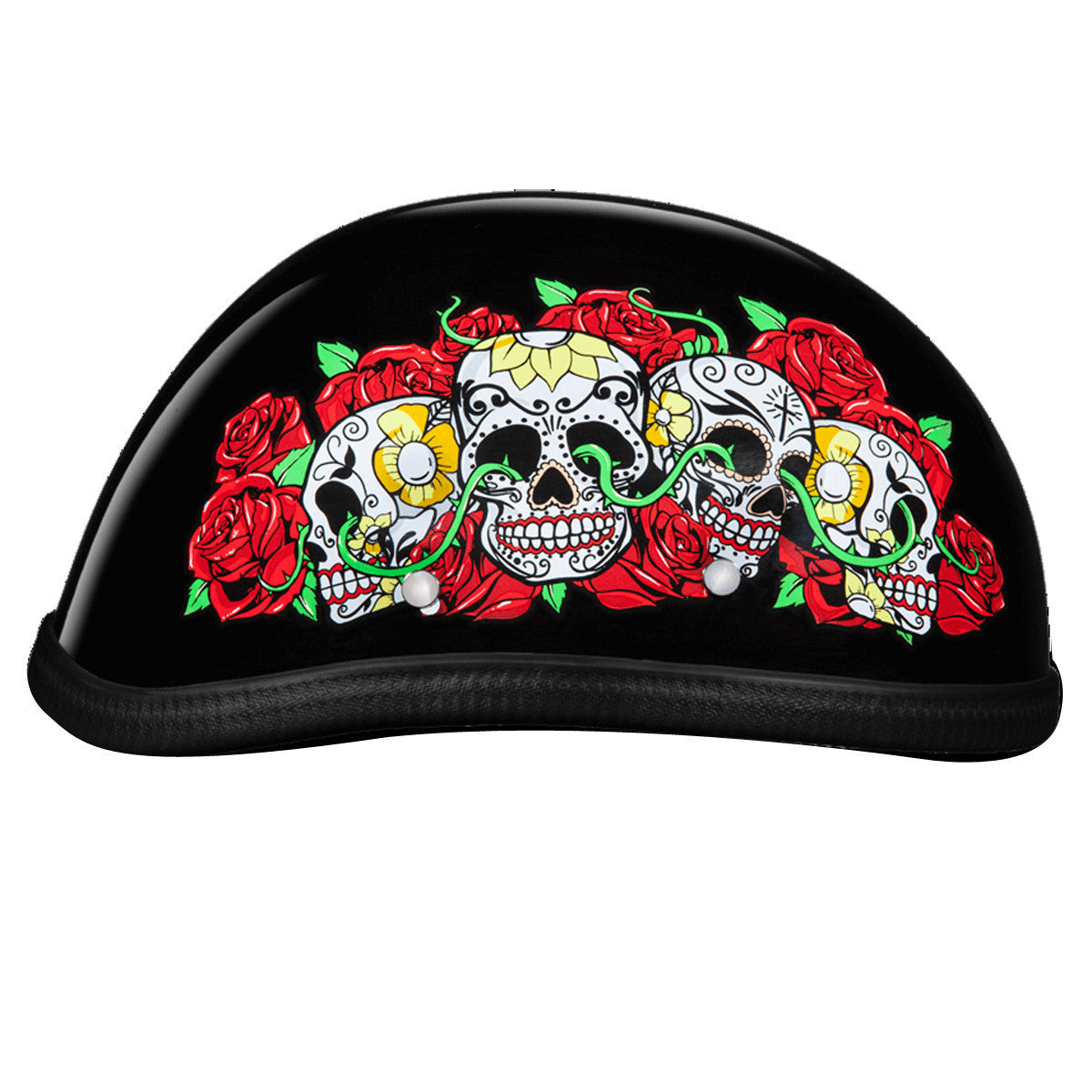 Daytona Novelty Eagle With Rose Skulls Half Helmet View