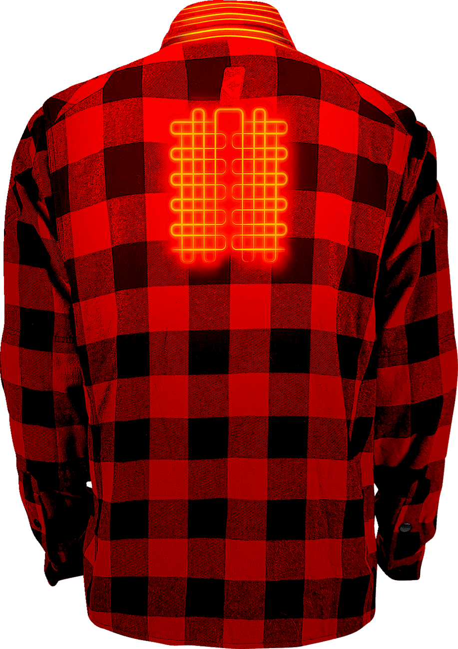 Gerbing Men's 7V Battery Heated Flannel Shirt - Red - Back