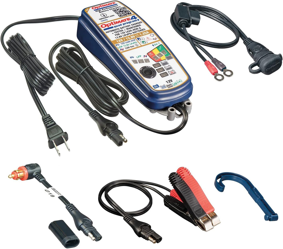Tecmate OptiMate 4 Quad Program Premium Edition 12V/ 12.8V 1.25A charger & maintainer