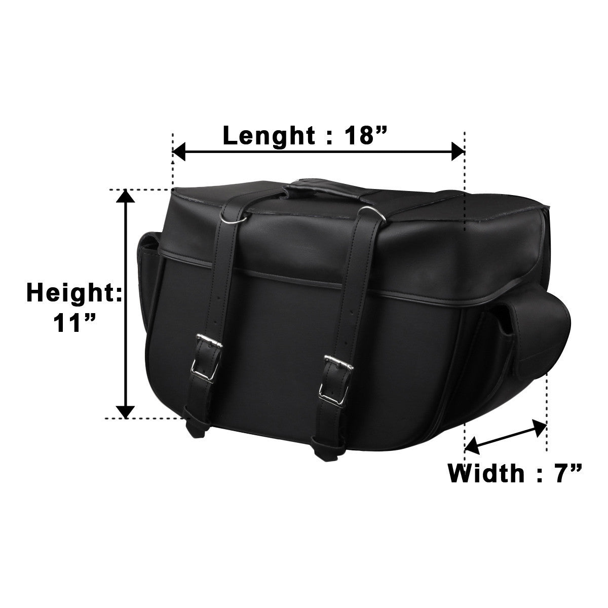 Jafrum Big Motorcycle Zip Off and Throw Over Saddlebags With Outside Pockets - Dimension