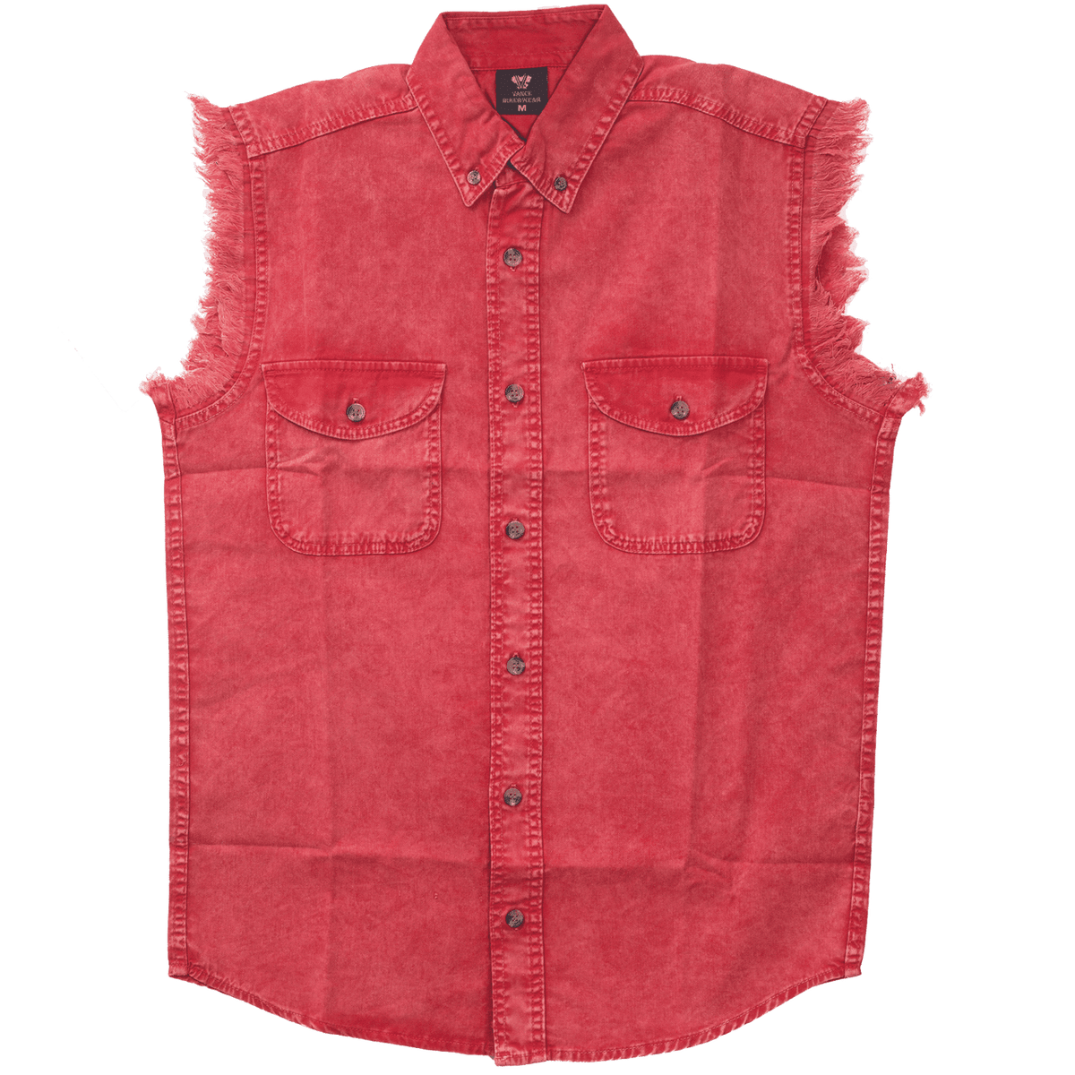 Vance-VB734-Mens-Biker-Motorcycle-Red-Acid-Wash-Cut-Off-Sleeveless-Shirt-main
