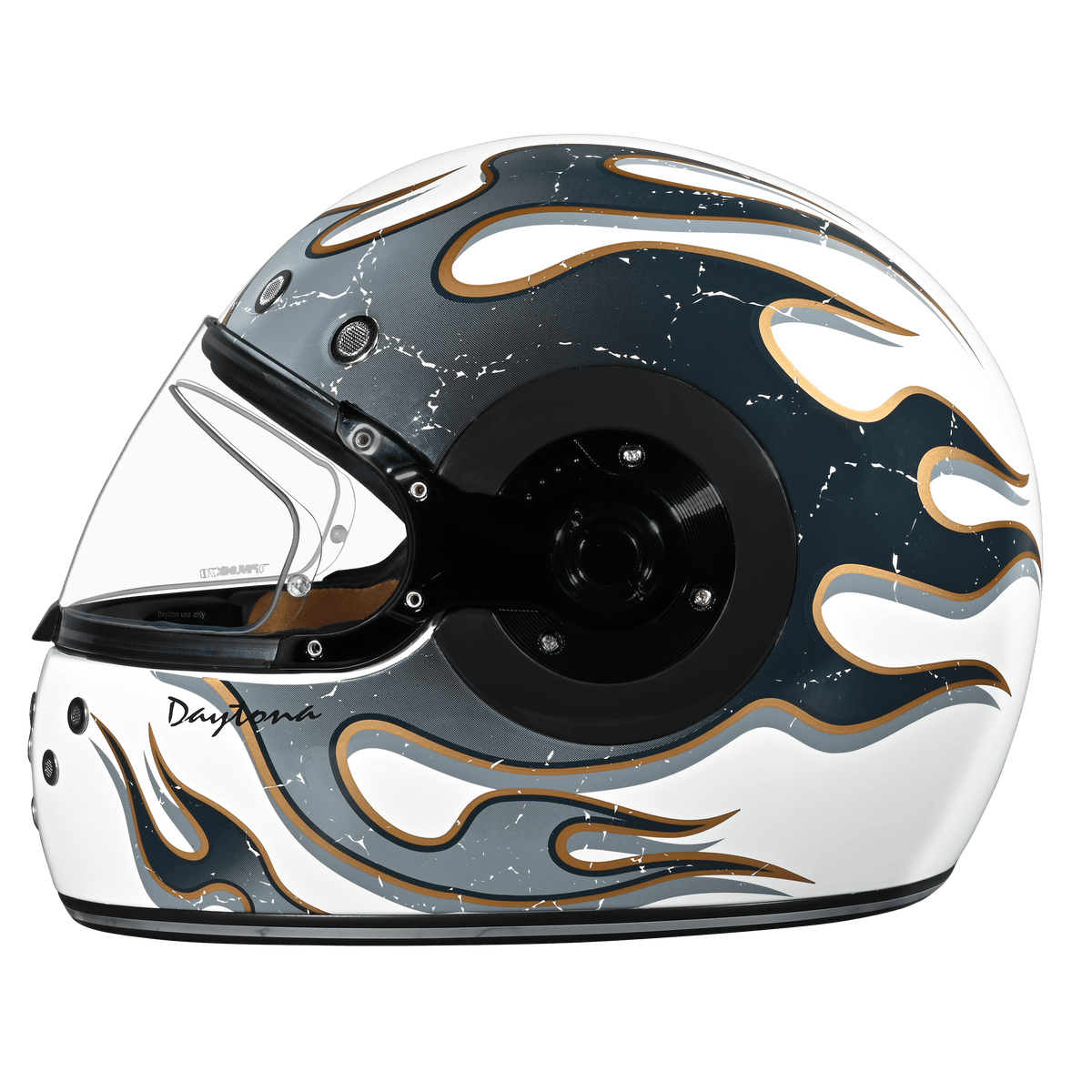Daytona Retro Flames Full Face Motorcycle Helmet