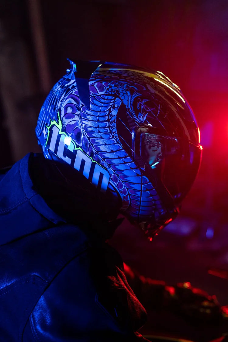 Icon Threshold Synthwave Lazer Cobra Modular Motorcycle Helmet