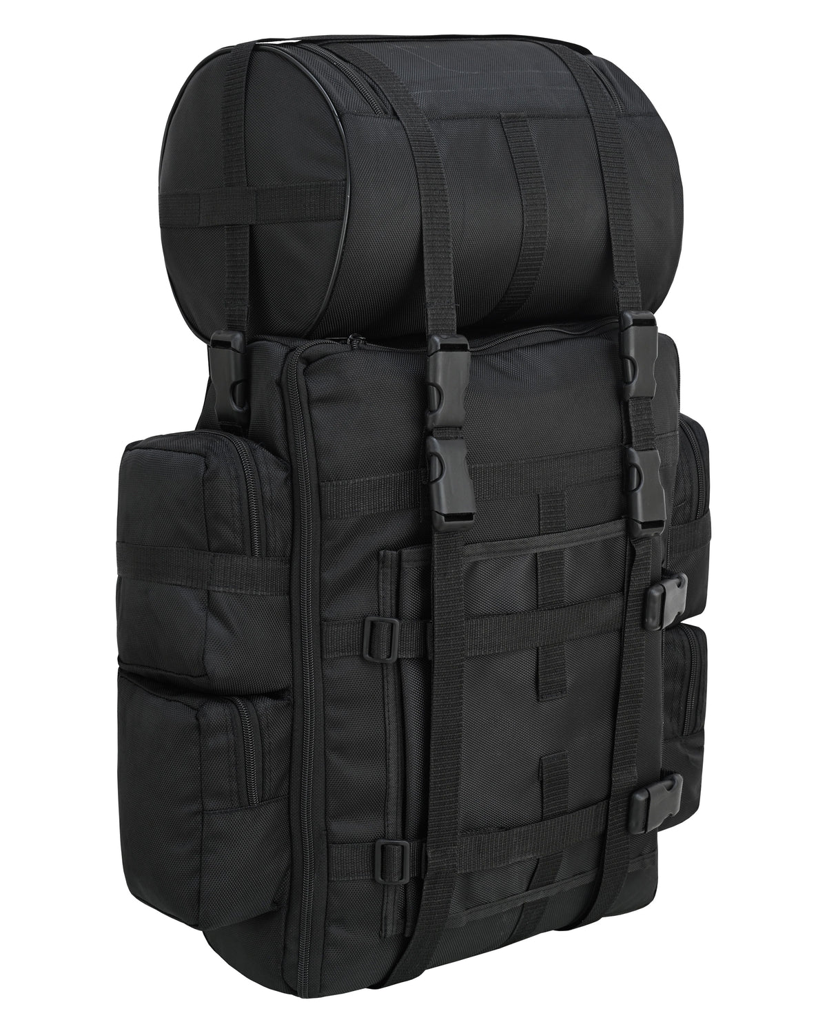 Vance Black Textile Medium Motorcycle Sissy Bar Bag with Rain Cover